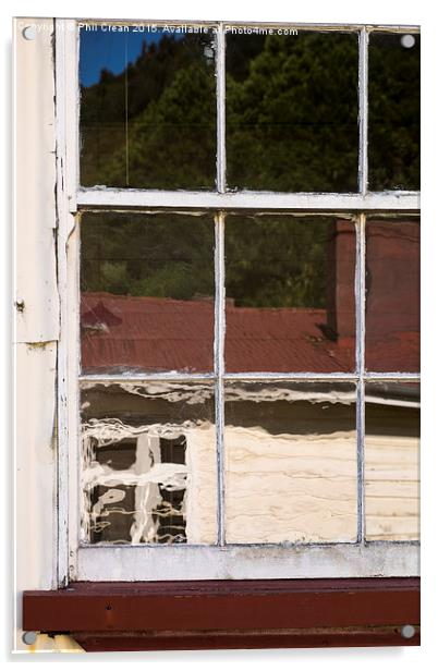  Distorted reflection in old glass, New Zealand Acrylic by Phil Crean