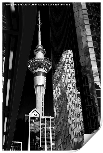Auckland sky tower New Zealand Print by Phil Crean