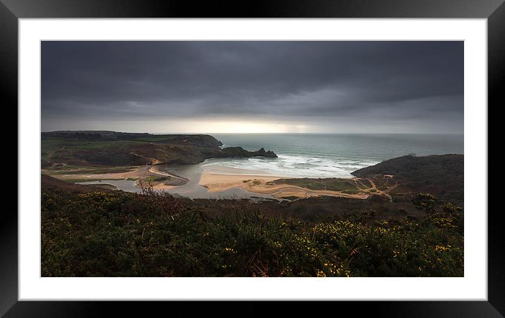  Storm over Three Cliffs Bay Gower Framed Mounted Print by Leighton Collins