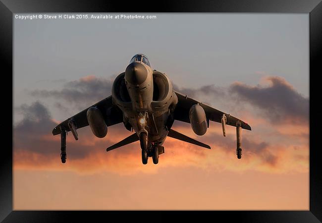  Sea Harrier at Sunset Framed Print by Steve H Clark