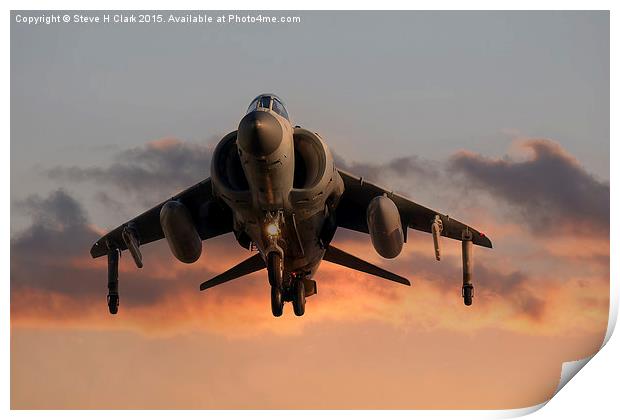  Sea Harrier at Sunset Print by Steve H Clark