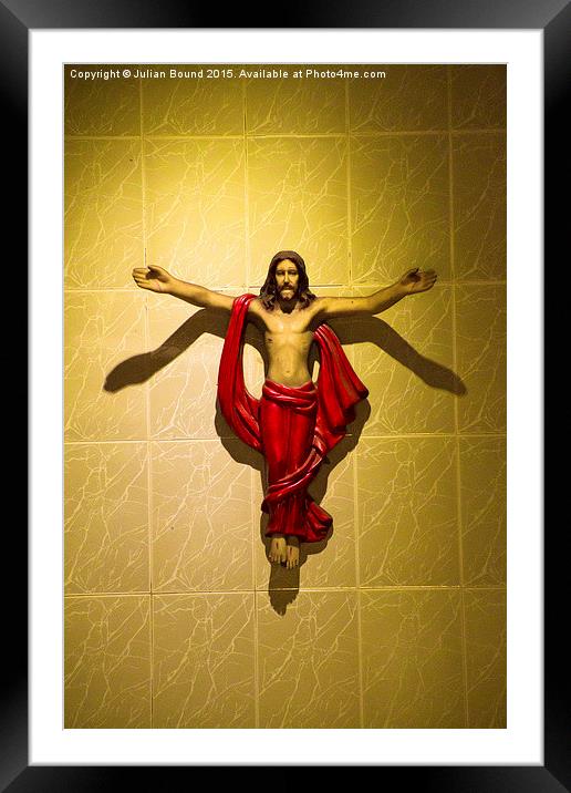 Jesus on the cross, Goa, India Framed Mounted Print by Julian Bound