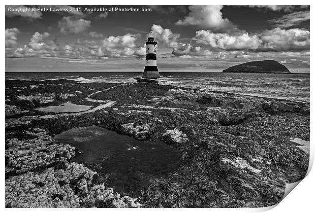  Penmon Lighthouse and rock pool Print by Pete Lawless