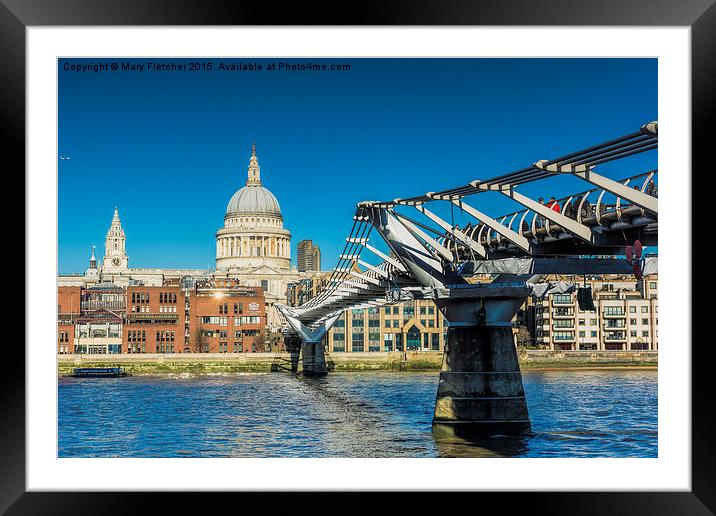  St Paul's Cathedral and the Millennium Bridge Framed Mounted Print by Mary Fletcher
