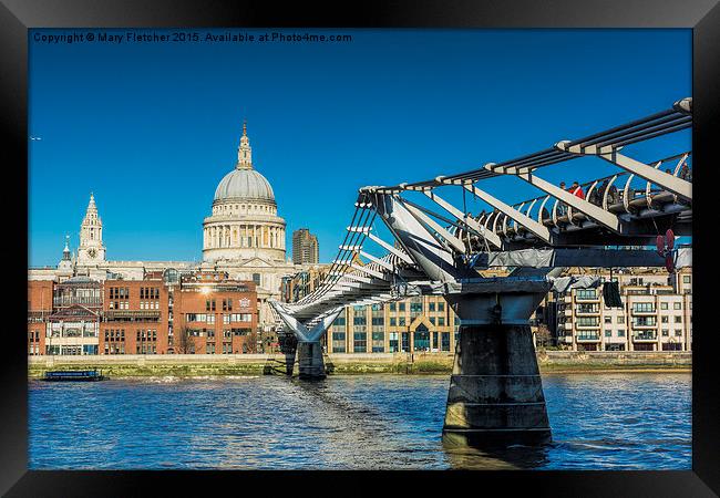  St Paul's Cathedral and the Millennium Bridge Framed Print by Mary Fletcher