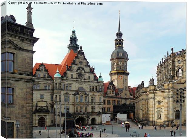  Castle Square in Dresden Canvas Print by Gisela Scheffbuch