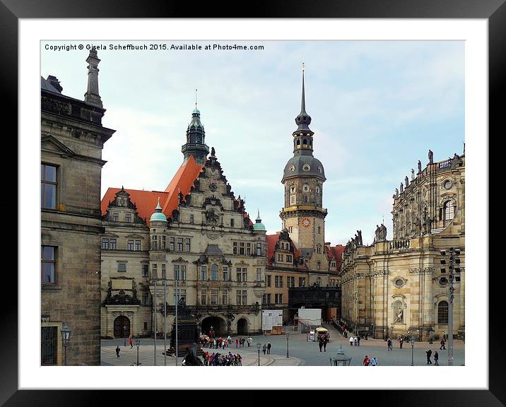  Castle Square in Dresden Framed Mounted Print by Gisela Scheffbuch