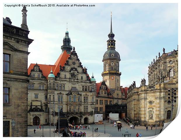  Castle Square in Dresden Print by Gisela Scheffbuch