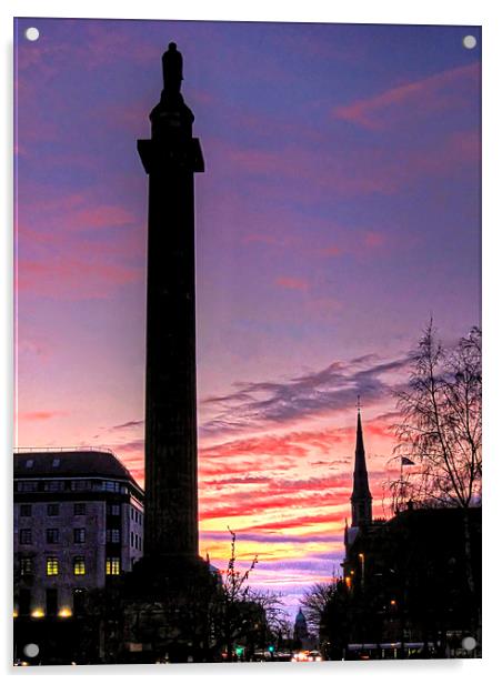 The sun goes down over Edinburgh Acrylic by Tom Gomez