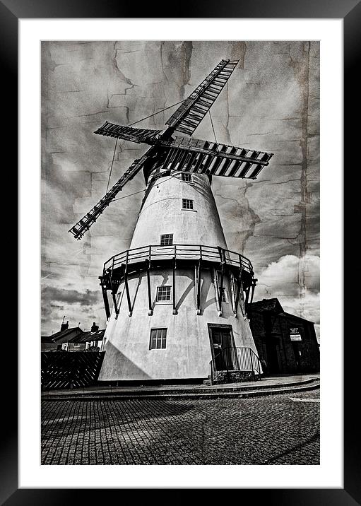  Windmill on Cracked Canvas Framed Mounted Print by David McCulloch