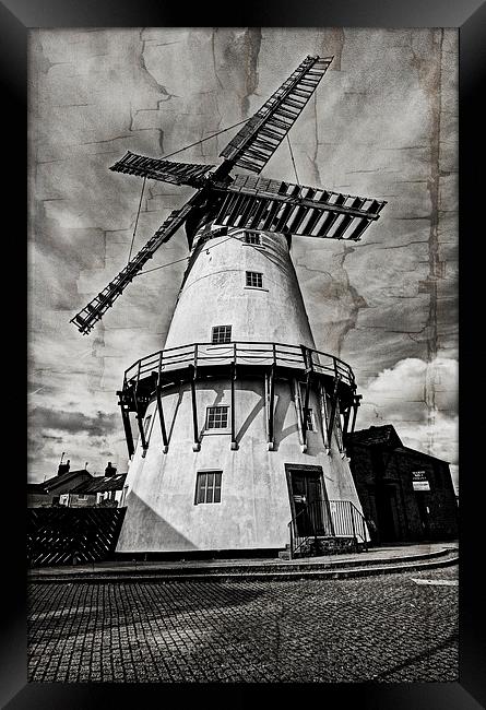  Windmill on Cracked Canvas Framed Print by David McCulloch