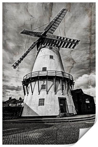  Windmill on Cracked Canvas Print by David McCulloch