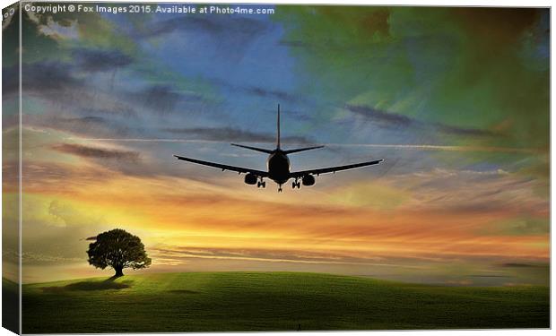Aeroplane over fields Canvas Print by Derrick Fox Lomax