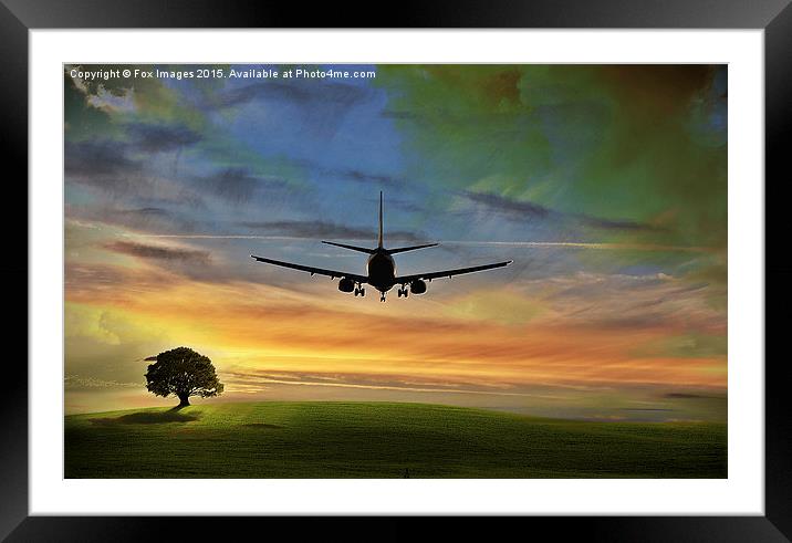 Aeroplane over fields Framed Mounted Print by Derrick Fox Lomax