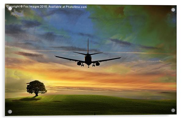 Aeroplane over fields Acrylic by Derrick Fox Lomax