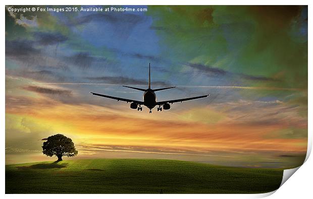 Aeroplane over fields Print by Derrick Fox Lomax