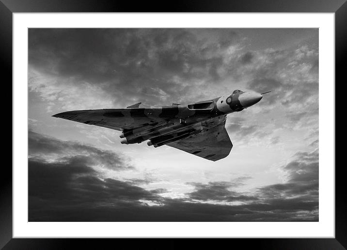 Vulcan Bomber- Mono Framed Mounted Print by J Biggadike