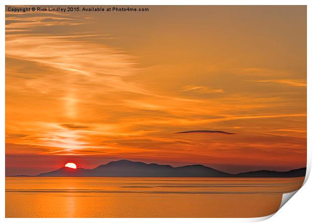 Sunset over the Isle of Harris Print by Rick Lindley