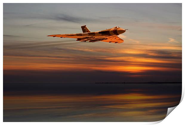 Sunset Vulcan Bomber Print by Oxon Images