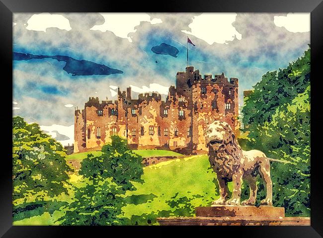 Alnwick Castle Sketch And Watercolor Print Framed Print by Tanya Hall