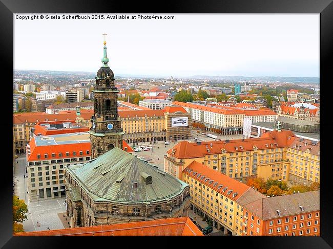  Dresden - View of Altmarkt with Kreuzkirche Framed Print by Gisela Scheffbuch