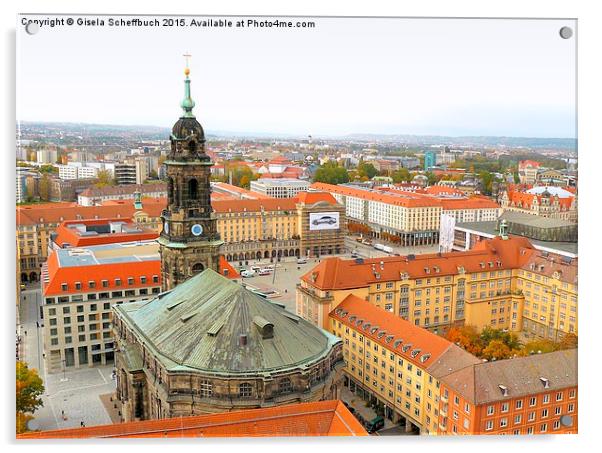  Dresden - View of Altmarkt with Kreuzkirche Acrylic by Gisela Scheffbuch