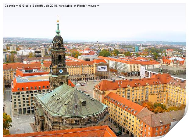  Dresden - View of Altmarkt with Kreuzkirche Print by Gisela Scheffbuch