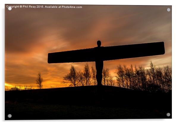  Sunrise at the Angel of the North Acrylic by Phil Reay