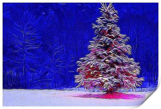 Happy christmas tree Print by sylvia scotting
