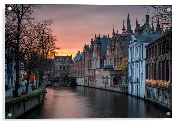  Canals of Brugge Acrylic by David Schofield
