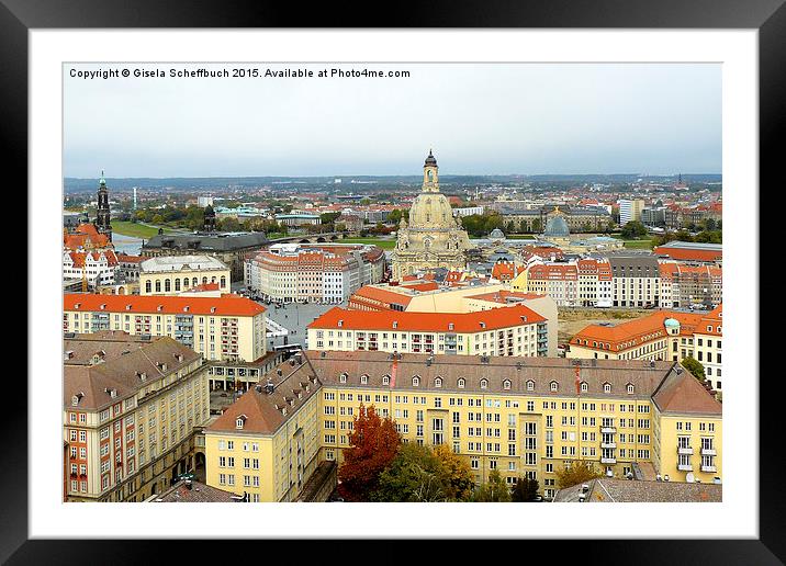  View of Dresden - Frauenkirche with Neumarkt Framed Mounted Print by Gisela Scheffbuch
