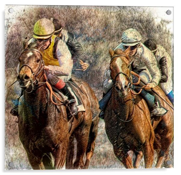  May the best horse win Acrylic by Alan Mattison