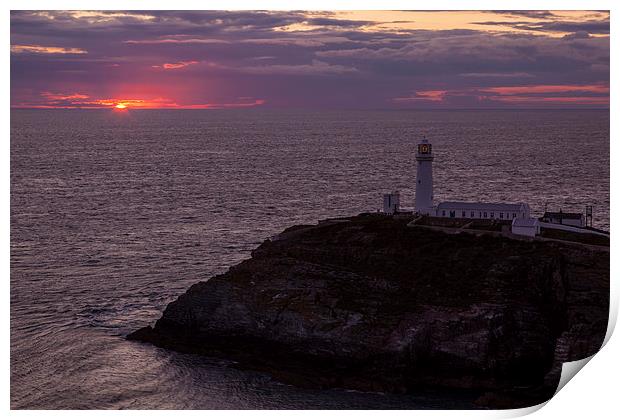 South Stack lighthouse Print by Thomas Schaeffer
