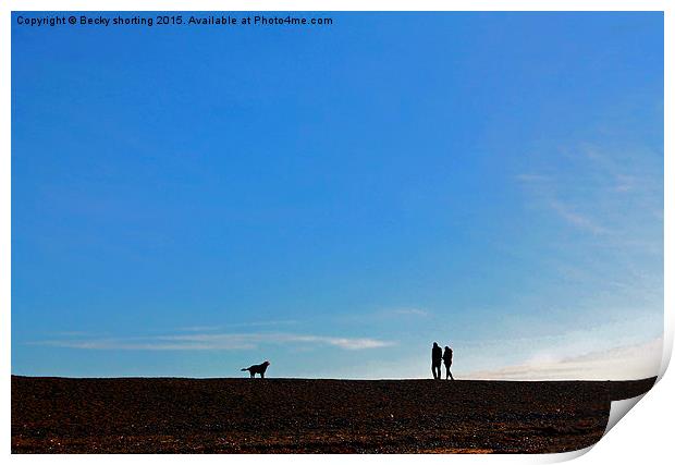  Walking the dog Print by Becky shorting