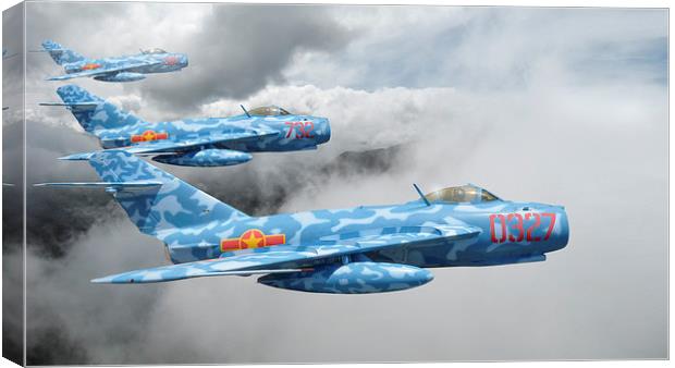  MIG 17`s On Patrol ( A variation) Canvas Print by Rob Lester