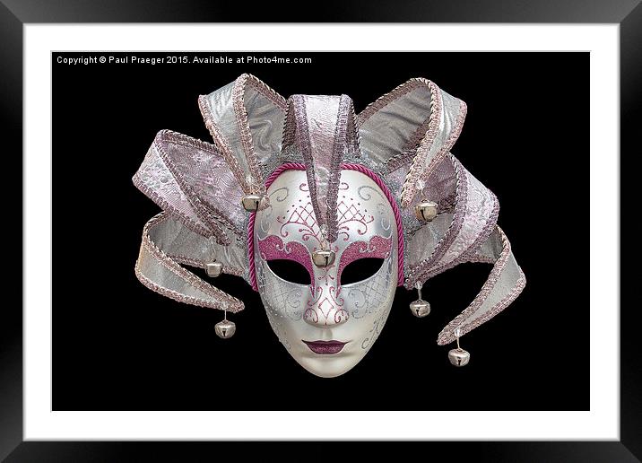  Pink and silver Venetian Mask Framed Mounted Print by Paul Praeger