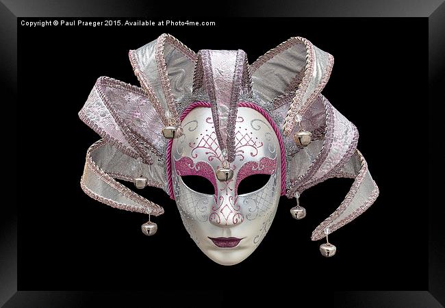  Pink and silver Venetian Mask Framed Print by Paul Praeger