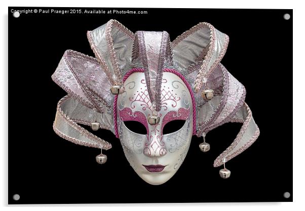  Pink and silver Venetian Mask Acrylic by Paul Praeger