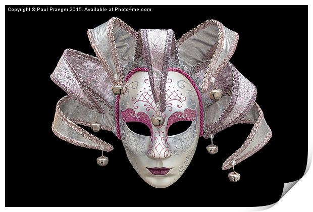 Pink and silver Venetian Mask Print by Paul Praeger