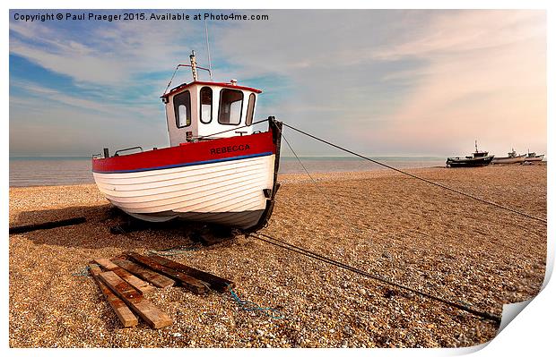  Red and White fishing boat Print by Paul Praeger