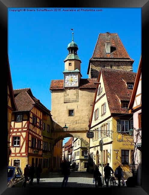  In the Historic Centre of Rothenburg Framed Print by Gisela Scheffbuch