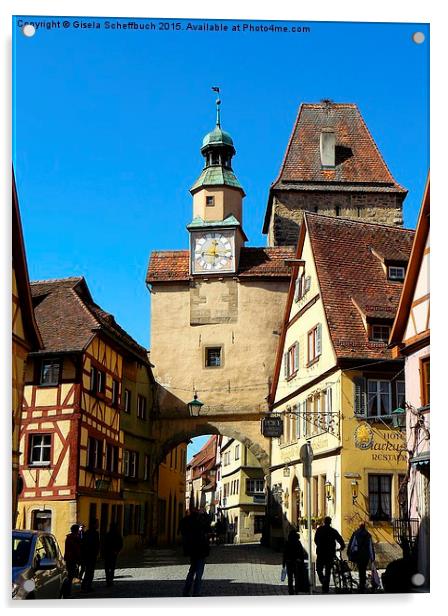  In the Historic Centre of Rothenburg Acrylic by Gisela Scheffbuch