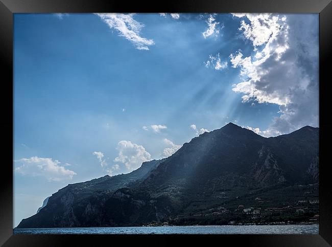  Sunlight on Lake Garda Framed Print by Julian Bowdidge