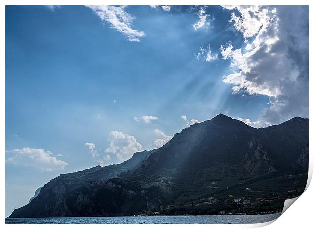  Sunlight on Lake Garda Print by Julian Bowdidge