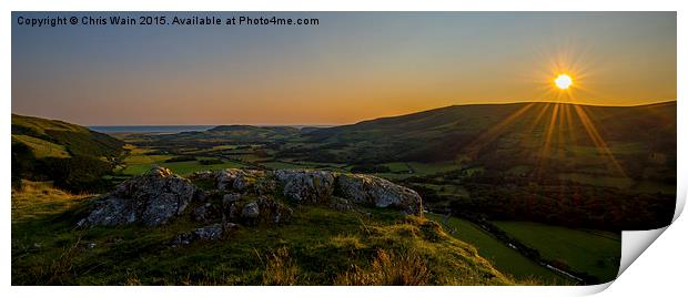  Sunset view from Craig yr Aderyn, Gwynedd, Wales, Print by Black Key Photography