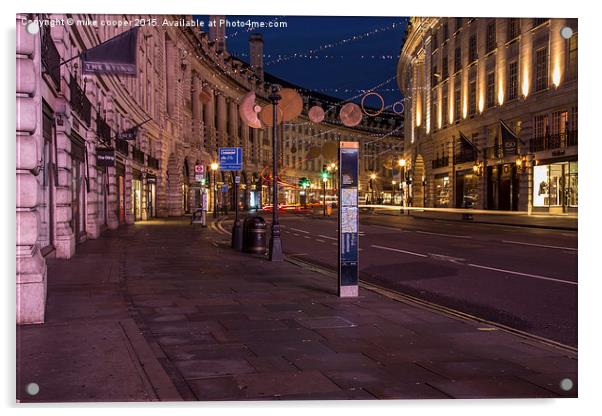  Regent street Christmas lights Acrylic by mike cooper