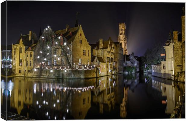  A time for Reflection in Brugge Canvas Print by David Schofield