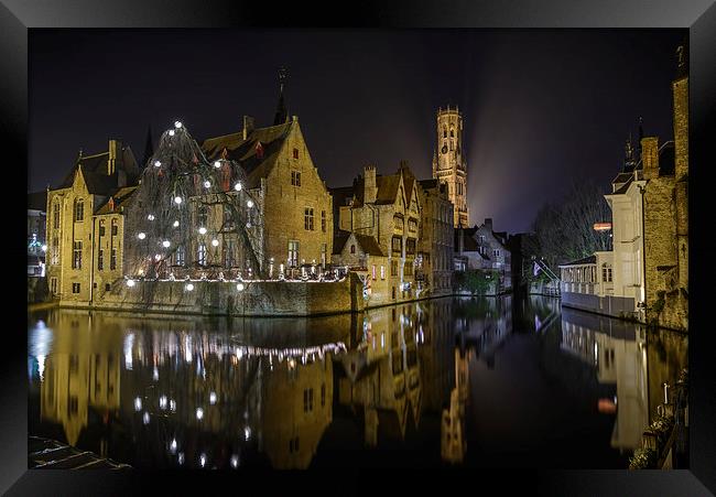  A time for Reflection in Brugge Framed Print by David Schofield