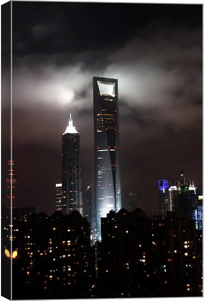 Shanghai in the clouds Canvas Print by Jim Leach