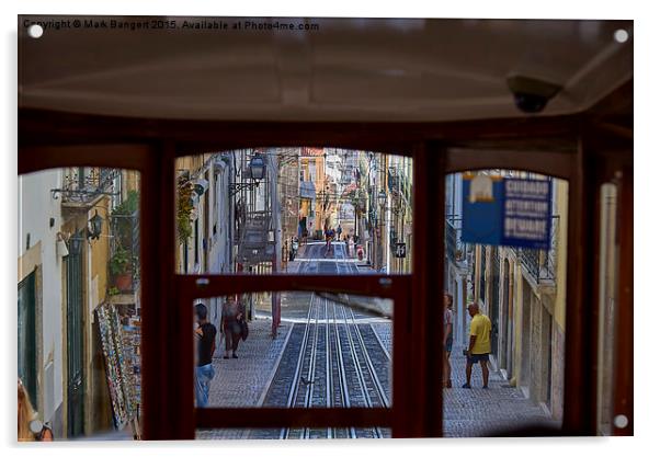  View through a tram window, Lisbon Acrylic by Mark Bangert